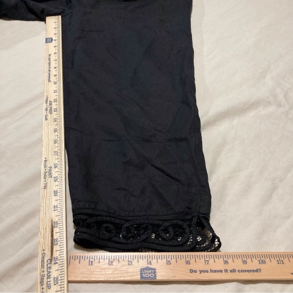 Midnight Velvet Brand Rayon Blend Black Cropped Pants with Lace Trim - Picture 4 of 11